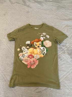 Disney Olive Green Bambi & Thumper Floral Graphic Tee